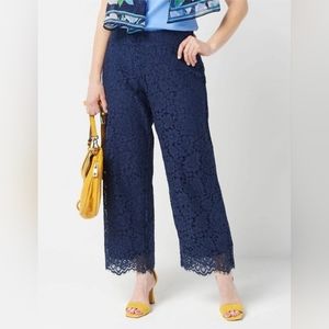Isaac Mizrahi Live! Navy Blue Lace fully Lined Wide Leg Pants Size MP